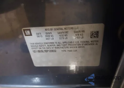 2014 Chevrolet Malibu 1Ls z USA, uszkodzony, nr VIN 1G11B5SL7EF120832